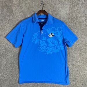 Disneyland Resort Polo Shirt Mens Medium M Blue Mickey Mouse Short Sleeve Cotton